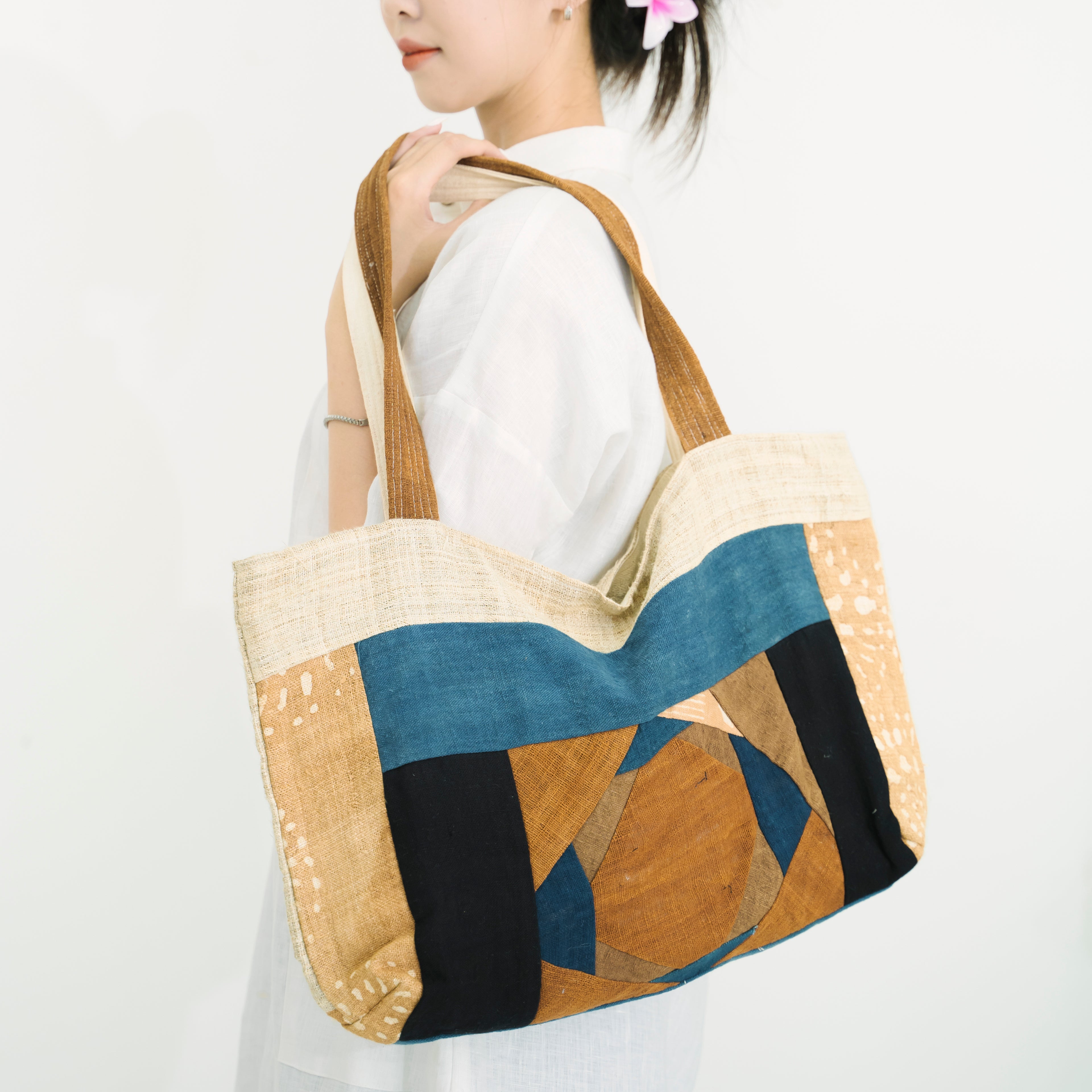 Hmong Colorful Embroidered Tote Bag - Hand-Woven Multicolor Brocade - Traditional Hill Tribe Artisan Shoulder Bag