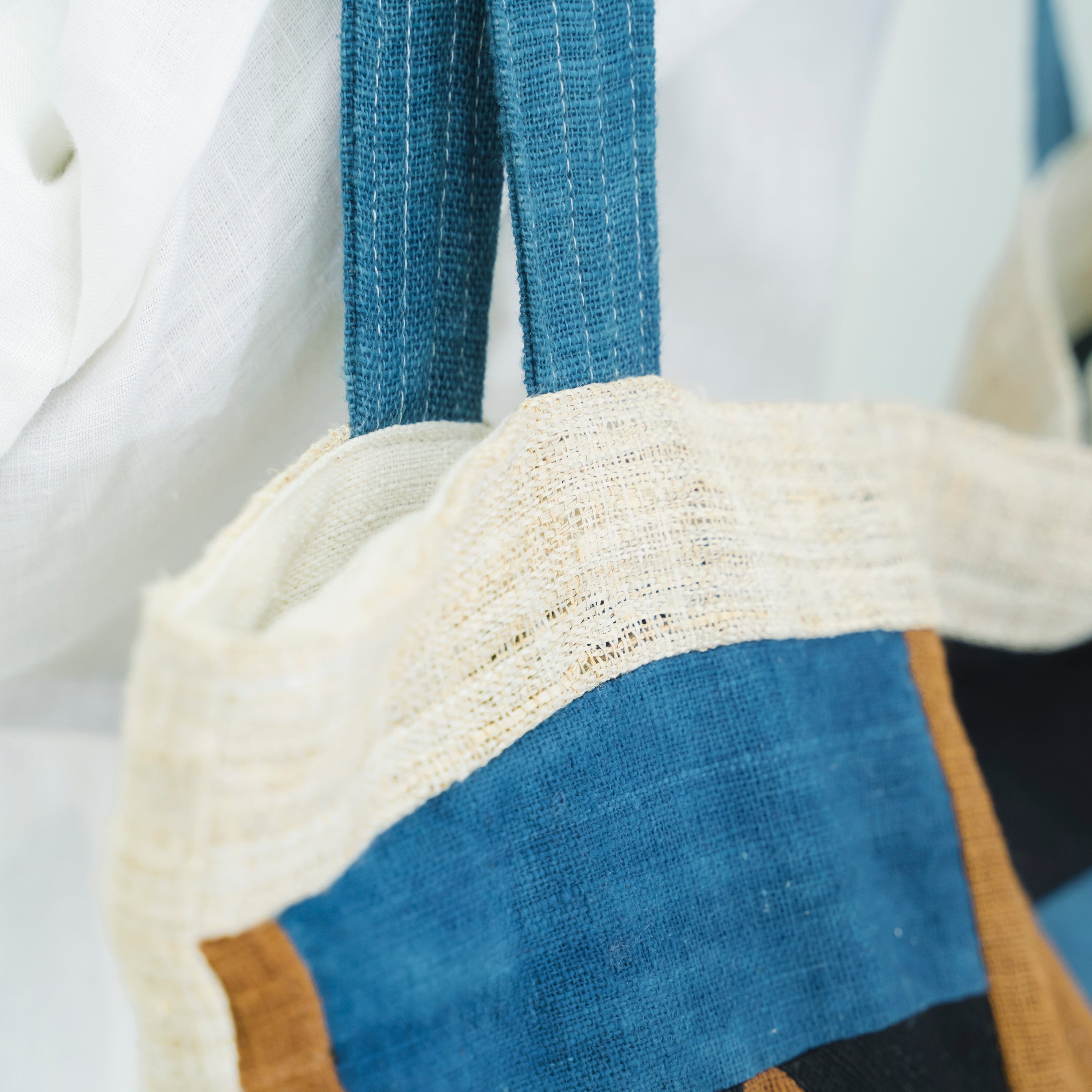 Landscape Patchwork Tote Bag - Handmade Ethnic Brocade Shoulder Bag - Large Horizontal Tribal Art Purse