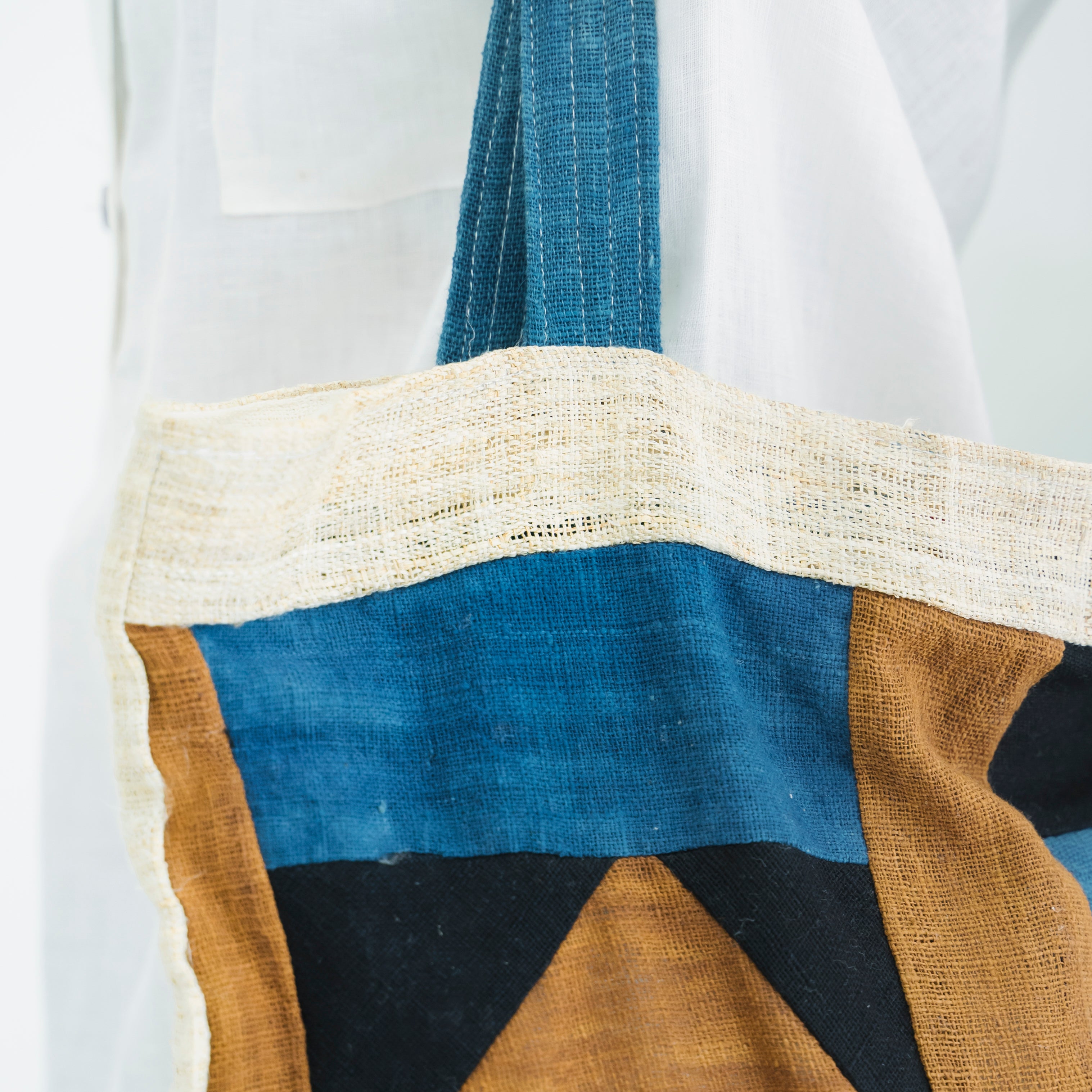 Landscape Patchwork Tote Bag - Handmade Ethnic Brocade Shoulder Bag - Large Horizontal Tribal Art Purse