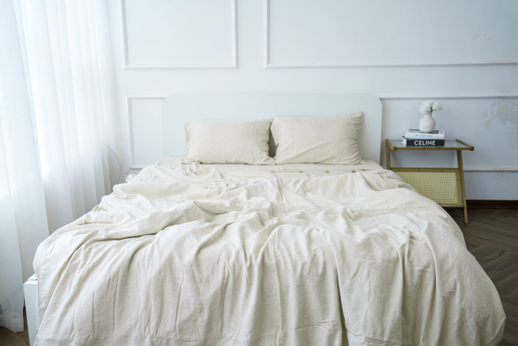 Beige Bamboo Linen Pillowcase — 70% Bamboo 30% Linen