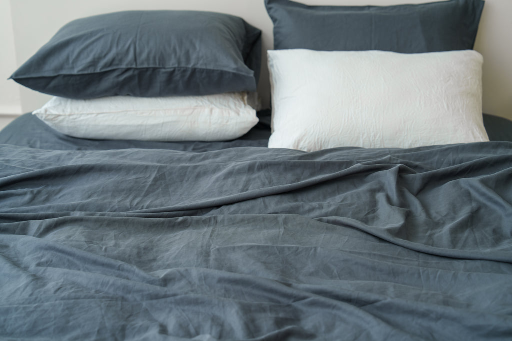 Grey Bamboo Linen Fitted Sheet — 70% Bamboo 30% Linen