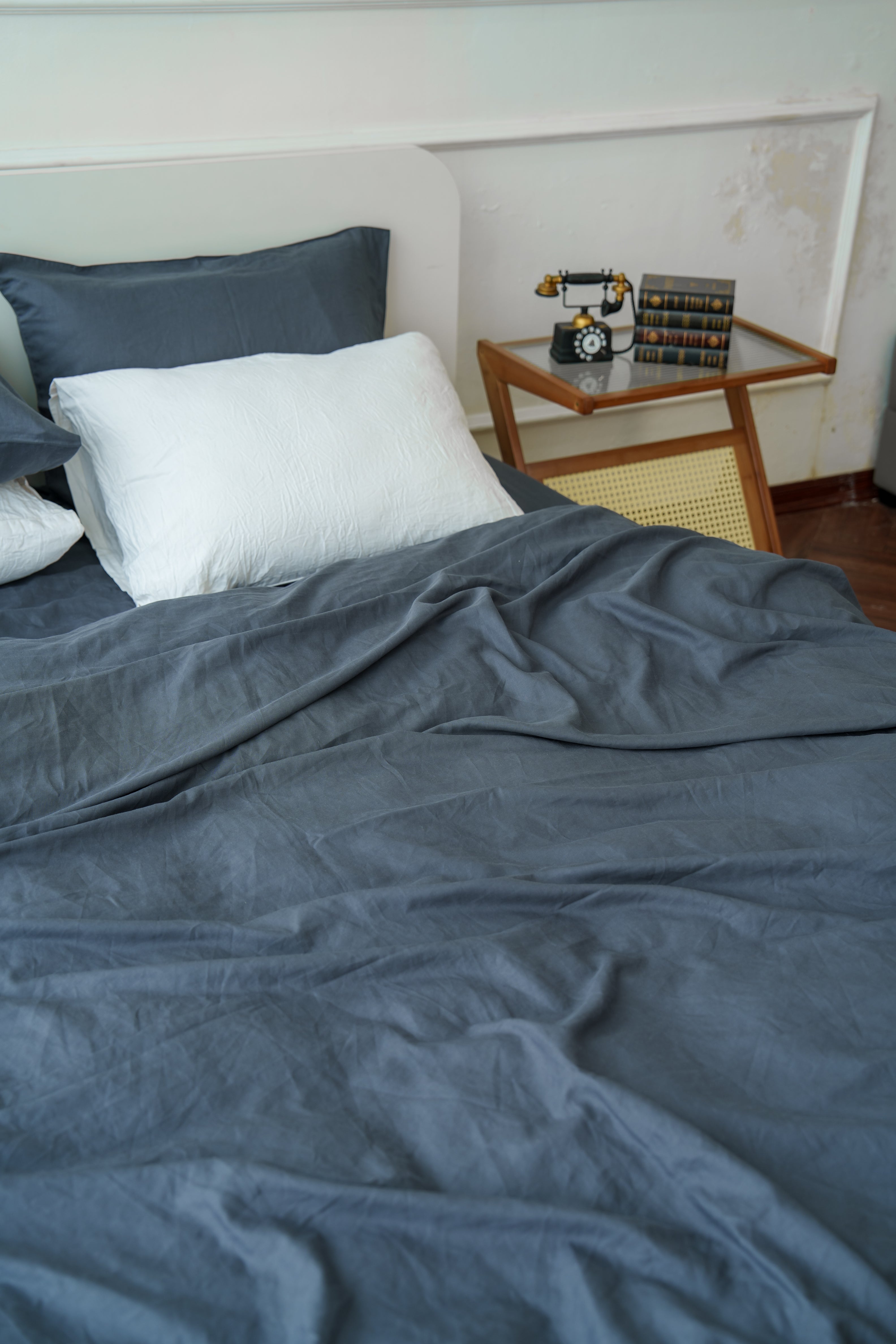 Grey Bamboo Linen Fitted Sheet — 70% Bamboo 30% Linen