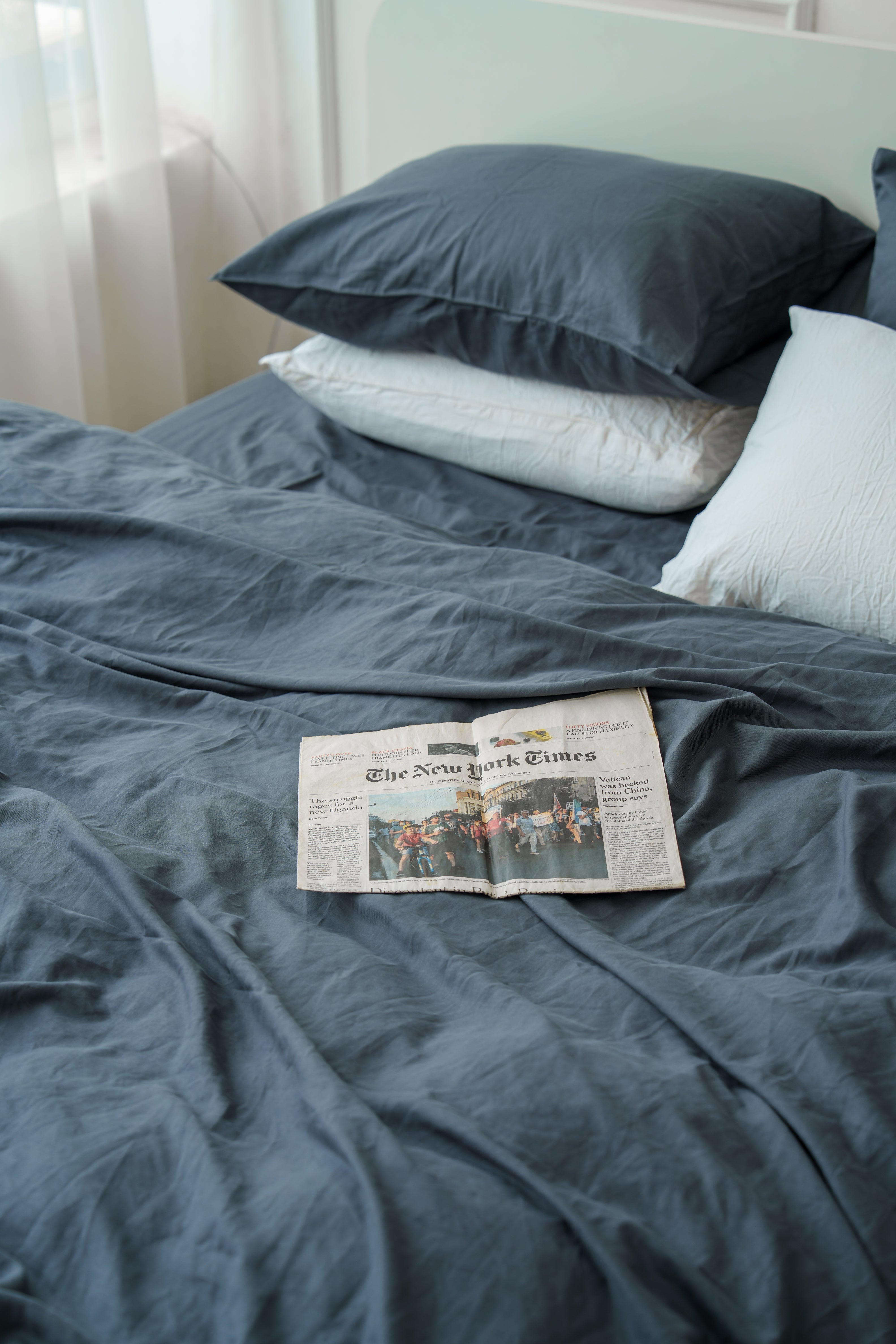 Grey Bamboo Linen Fitted Sheet — 70% Bamboo 30% Linen