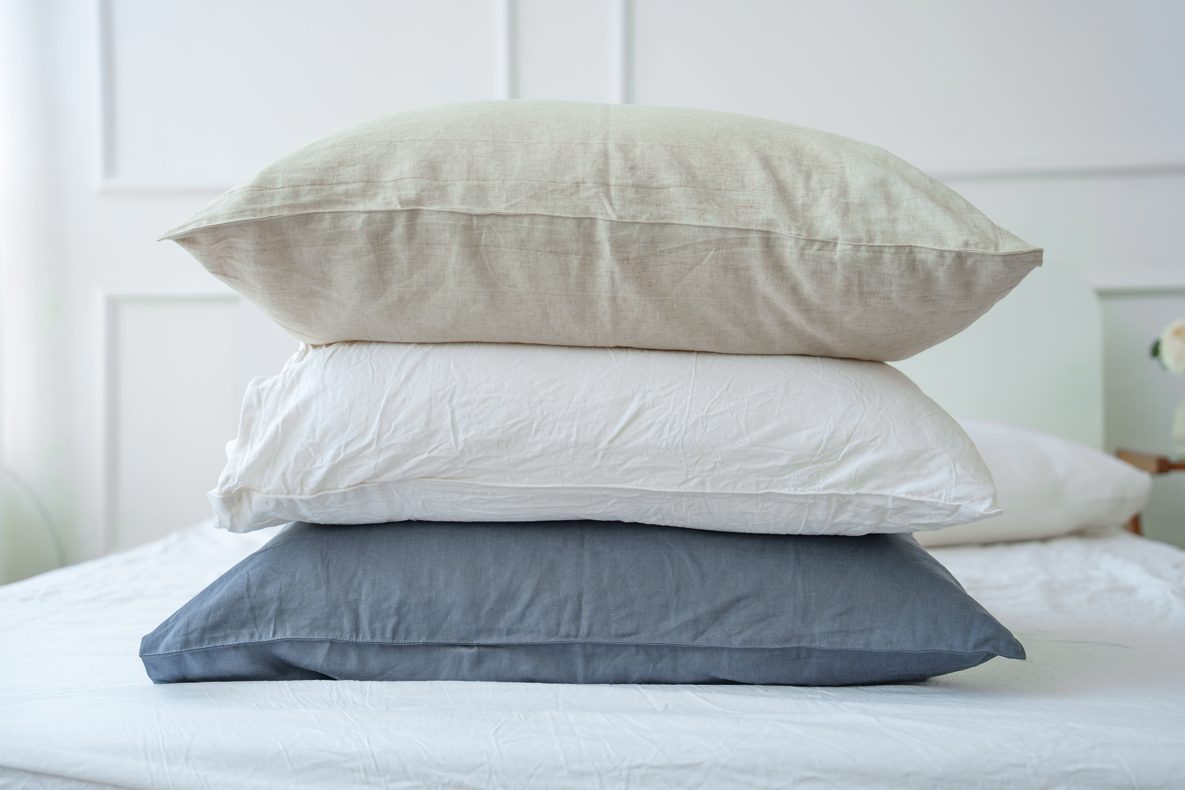 White Bamboo Linen Pillowcase — 70% Bamboo 30% Linen