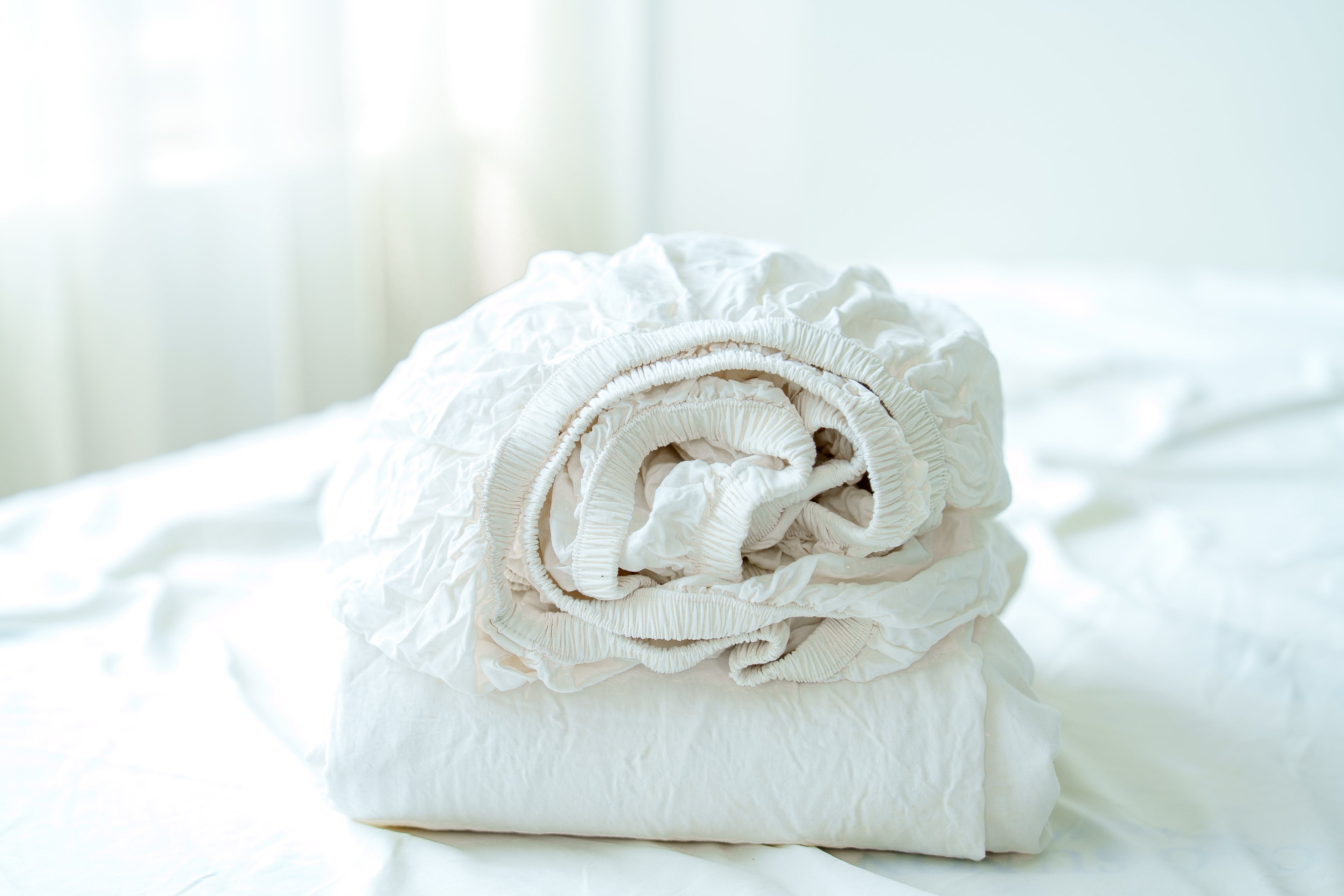 White Bamboo Linen Fitted Sheet — 70% Bamboo 30% Linen