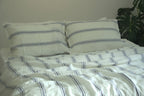 Ivory Navy Striped French Linen Pillowcase - Yarn Dyeing 63