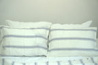 Ivory Navy Striped French Linen Pillowcase - Yarn Dyeing 63