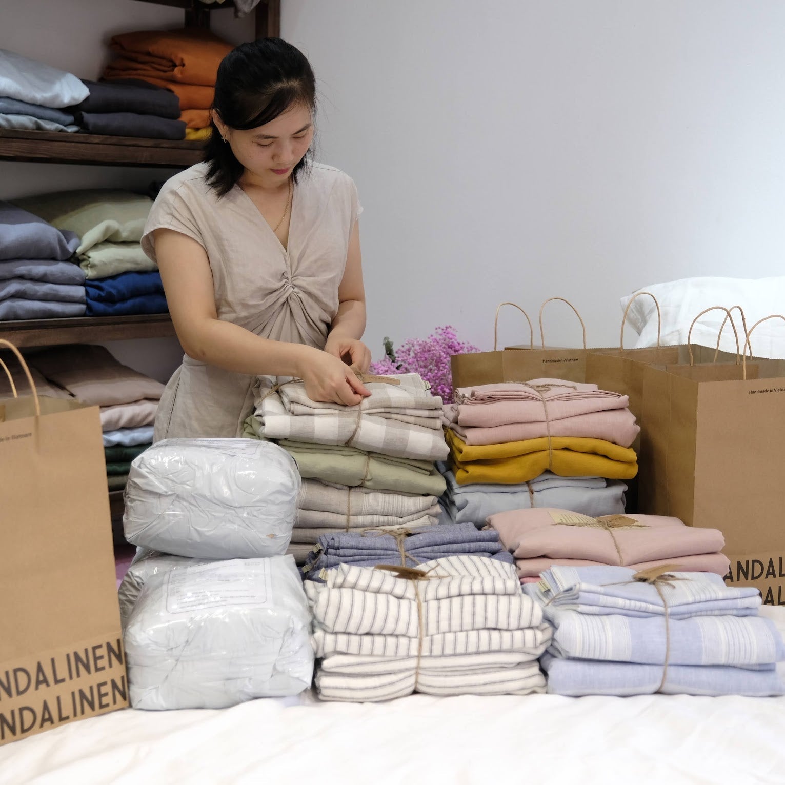 Red Striped French Linen Duvet Cover - Yarn Dyeing 52