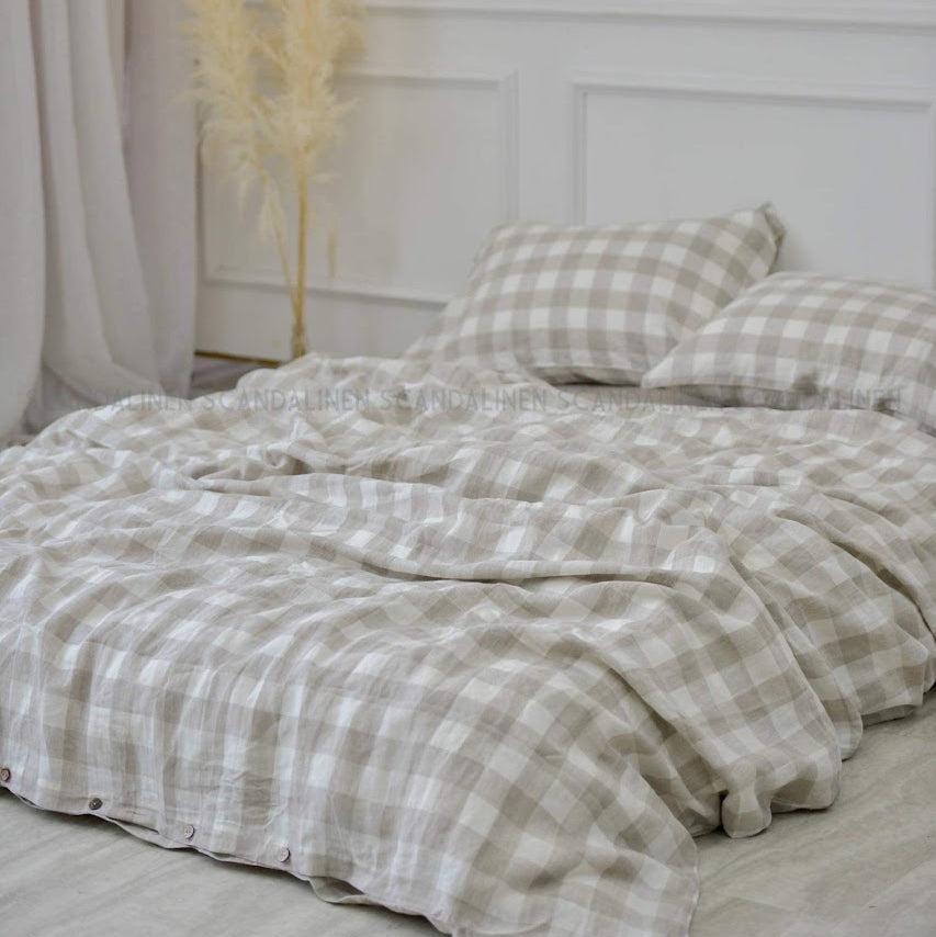 Grid French Linen Duvet Cover - Yarn Dyeing 58