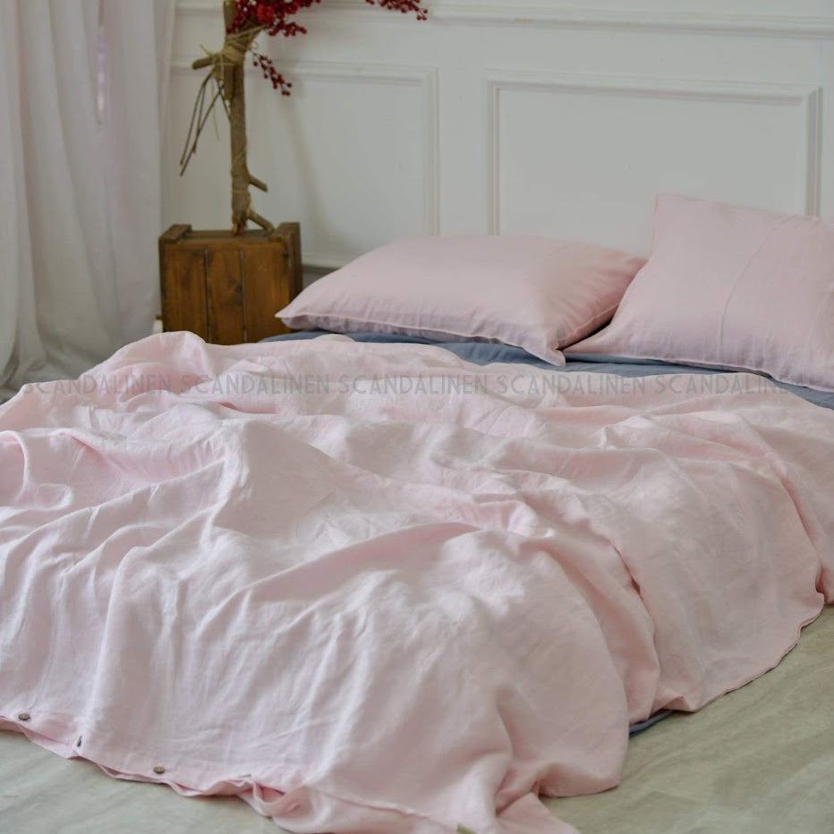 Peach French Linen Duvet Cover - Peach 01