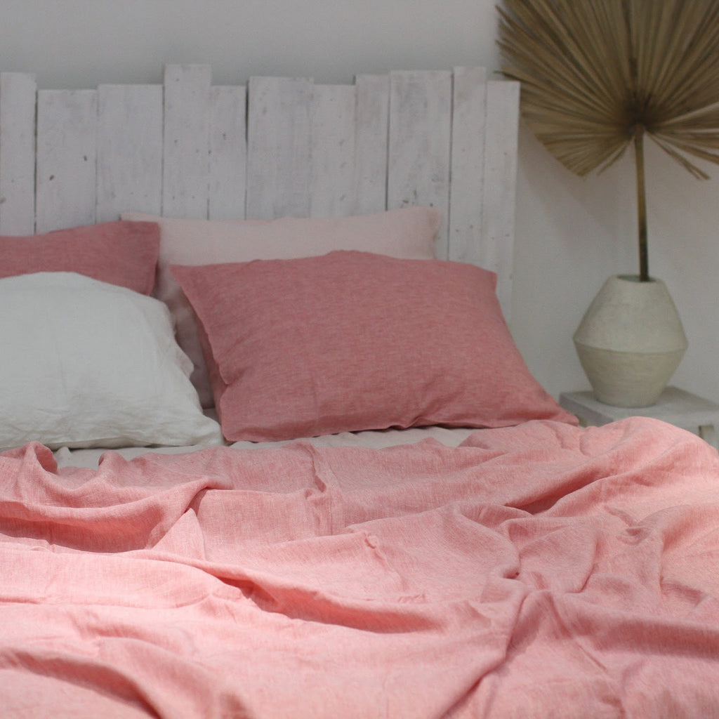 Red Pink French Linen Duvet Cover - Red Pink 43