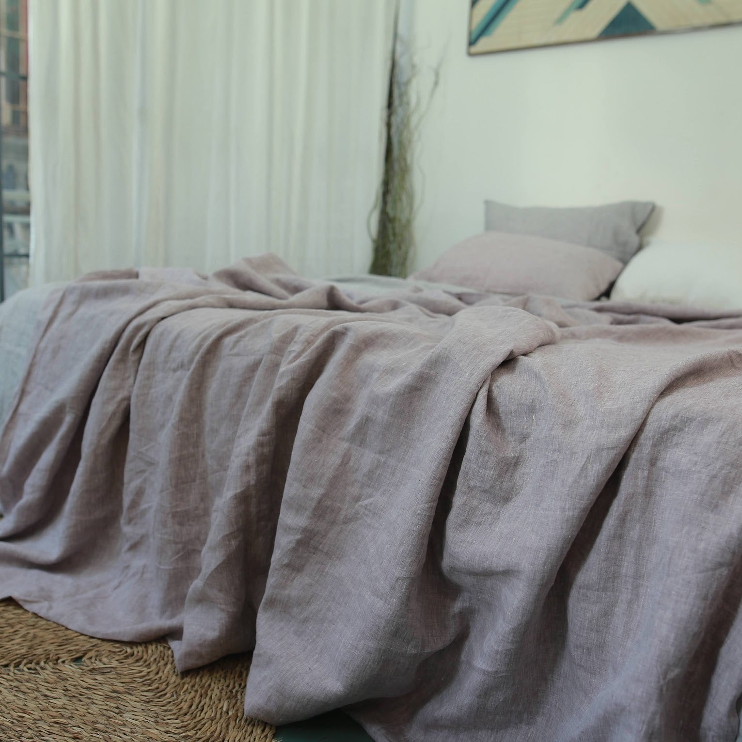 Light Purple French Linen Duvet Cover - Yarn Dyeing 47