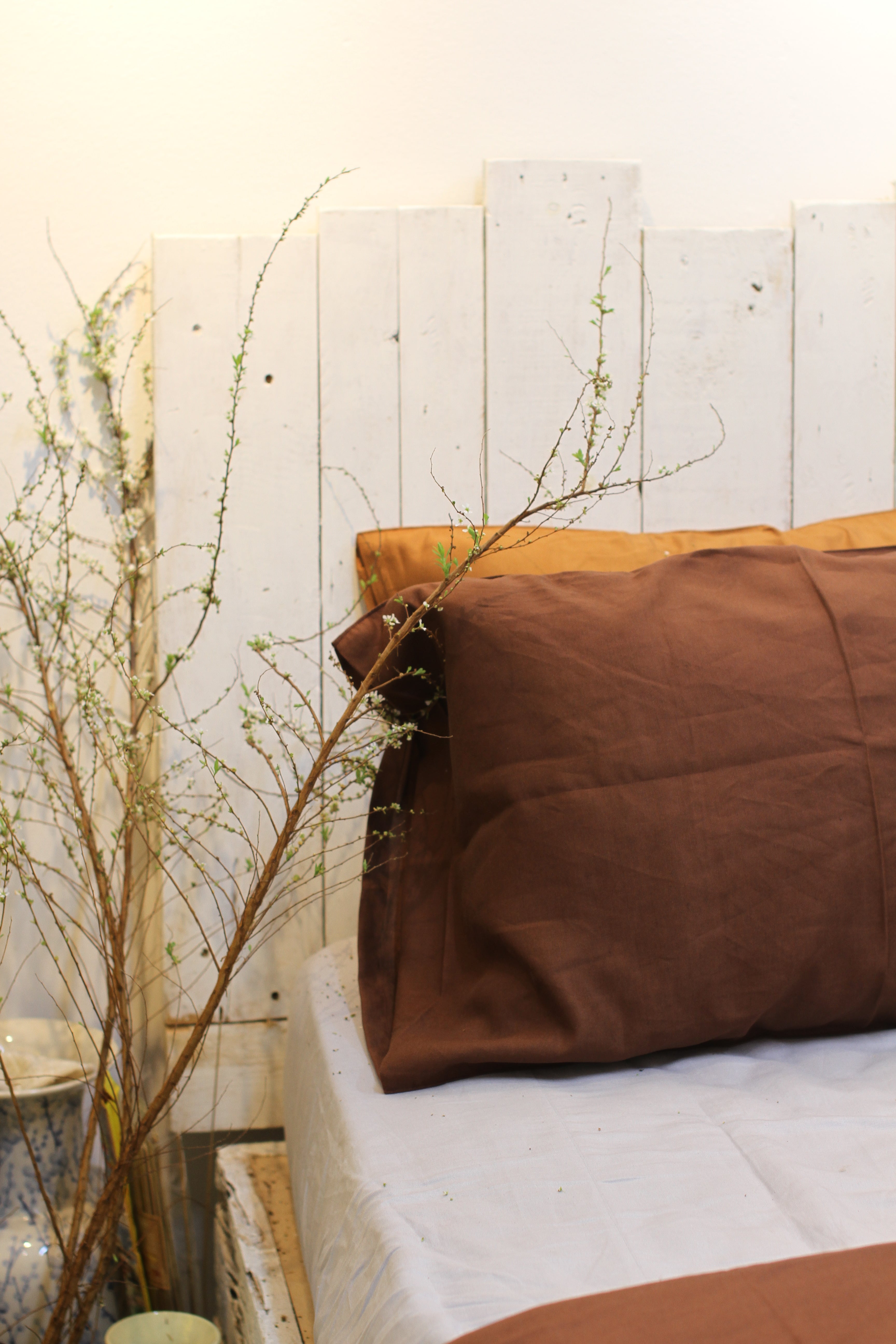 Golden Brown Linen Bedding Sets 4 pieces