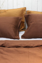Golden Brown Linen Bedding Sets 4 pieces