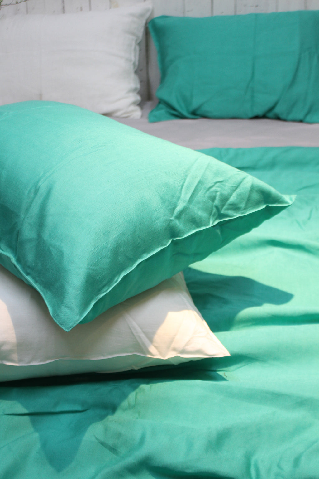 Turquoise Linen Bamboo Bedding Sets 4 pieces