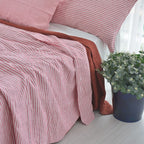 Red Striped French Linen Duvet Cover - Yarn Dyeing 52