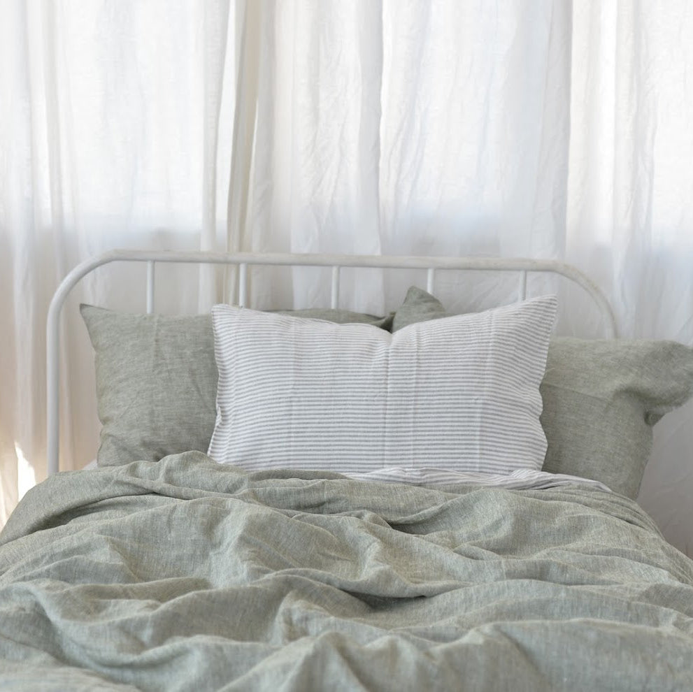 Asparagus French Linen Duvet Cover - Asparagus 45