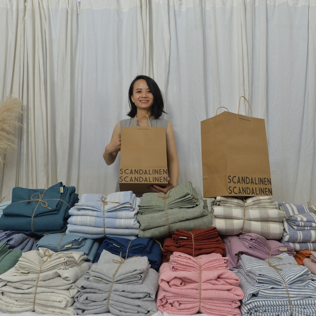 Red Pink French Linen Duvet Cover - Red Pink 43