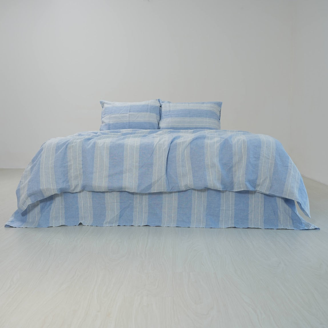 Blue Striped French Linen Duvet Cover - Yarn Dyeing 60