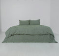 Asparagus Green French Linen Duvet Cover Set - Yarn-Dyed 4-Piece