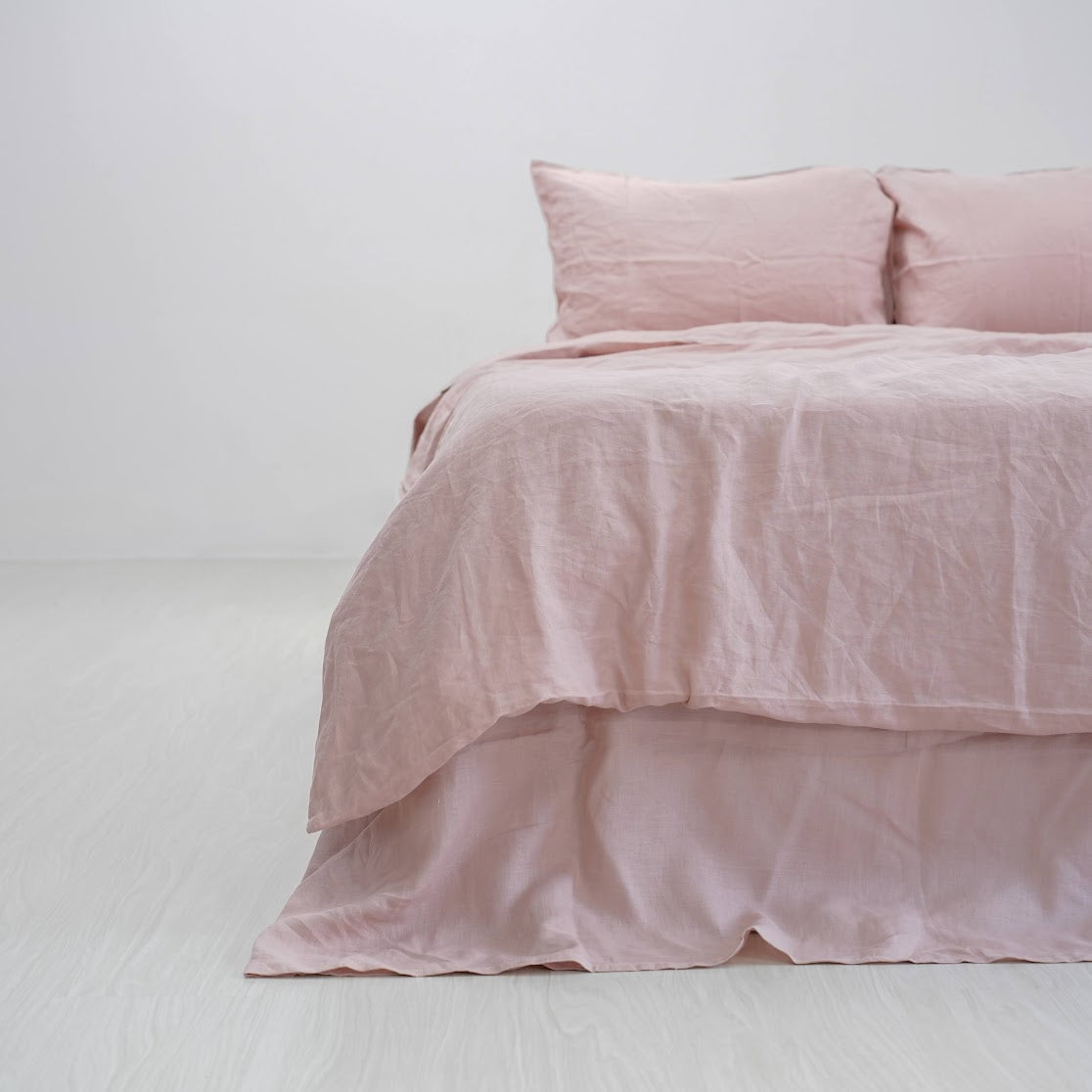 Dusty Pink French Linen Duvet Cover - Plain Dyeing 33
