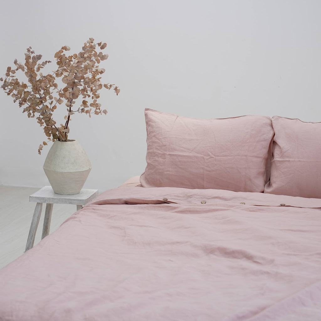 Dusty Pink French Linen Duvet Cover - Plain Dyeing 33