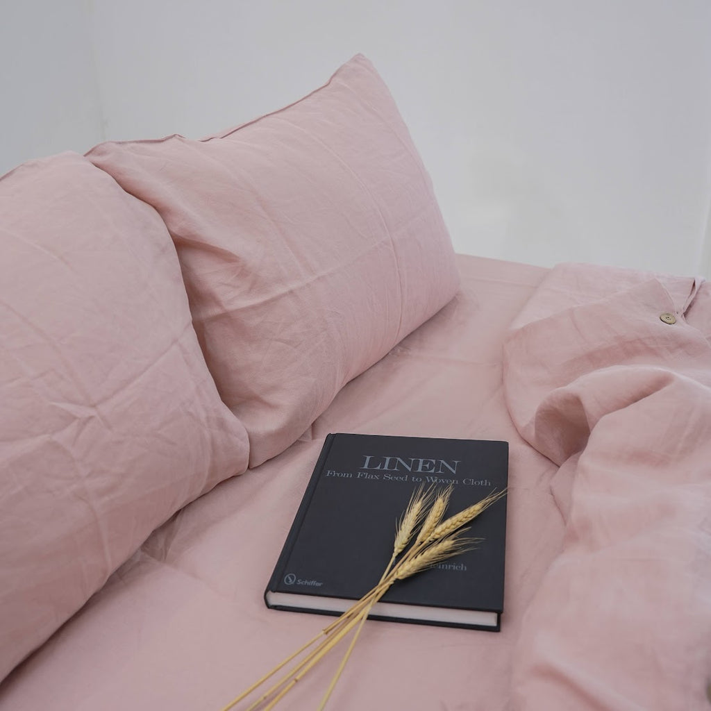 Dusty Pink French Linen Duvet Cover - Plain Dyeing 33
