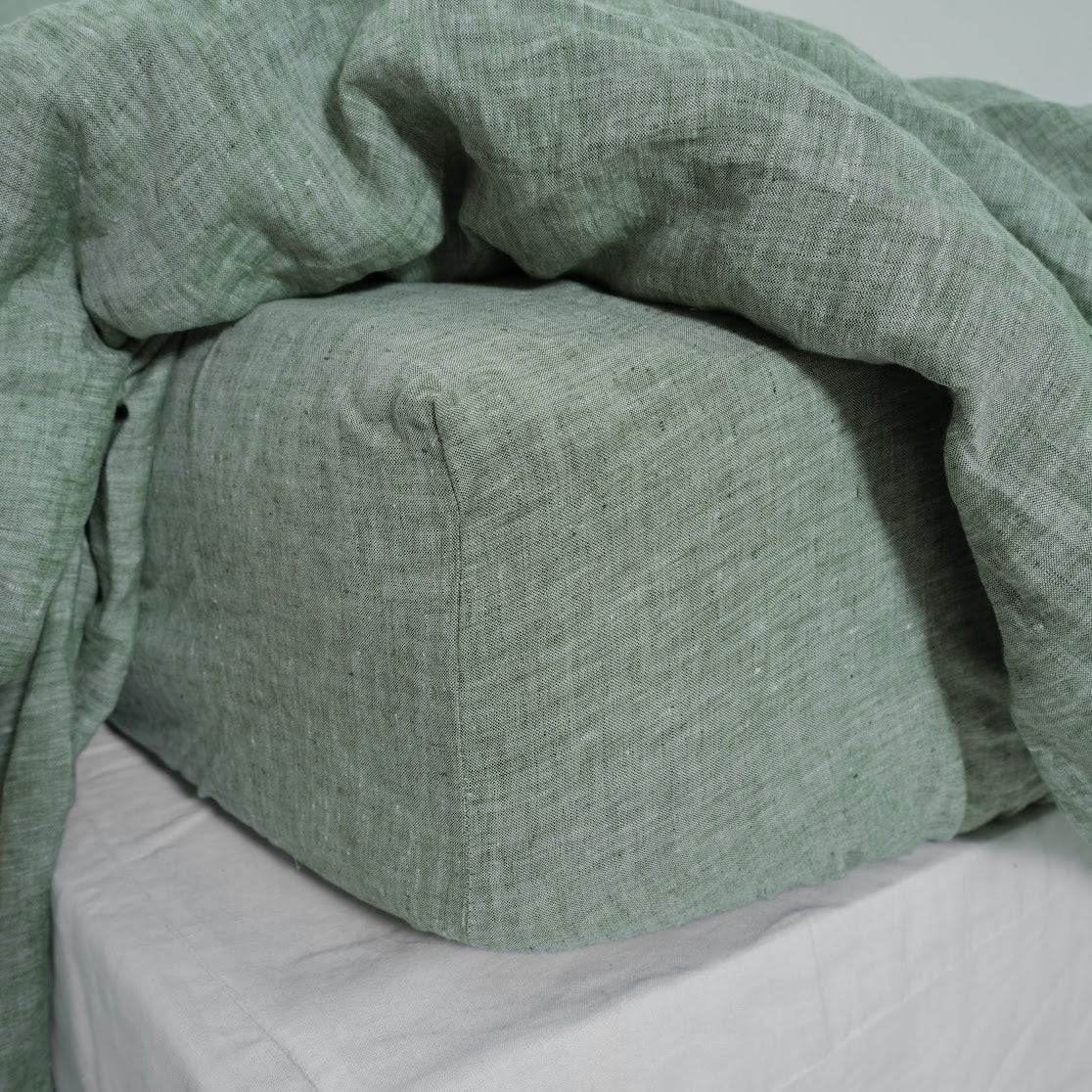 Asparagus French Linen Duvet Cover+2 Pillowcases Set | Yarn-Dyed | Handmade