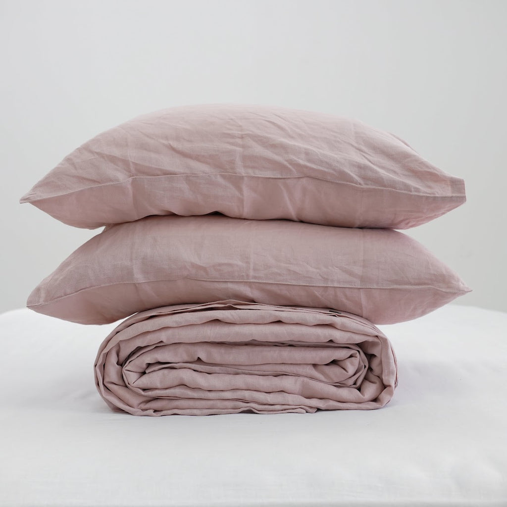 Dusty Pink French Linen Duvet Cover - Plain Dyeing 33
