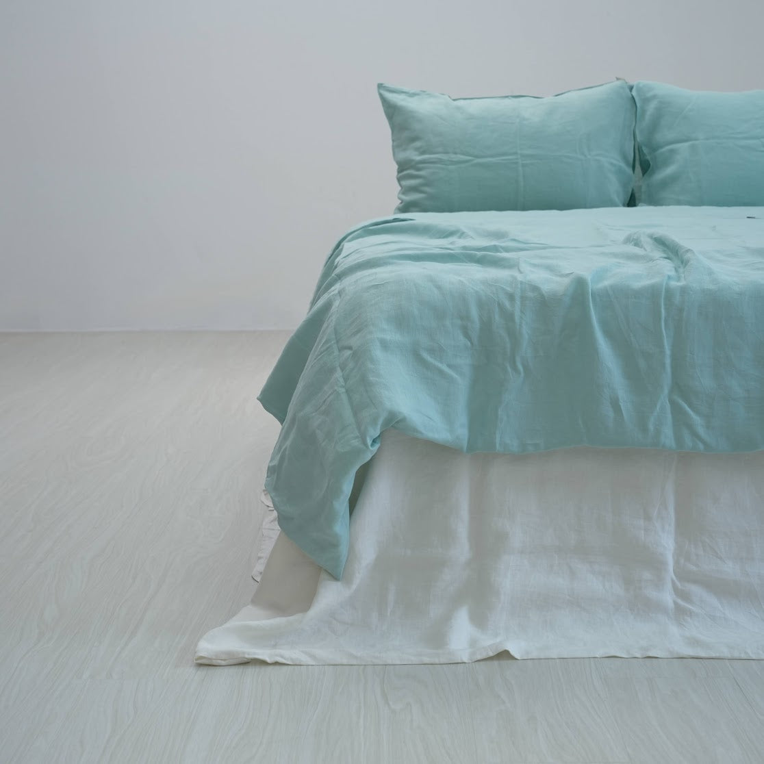 Mint Green French Linen Fitted Sheet | Premium Linen Bedding