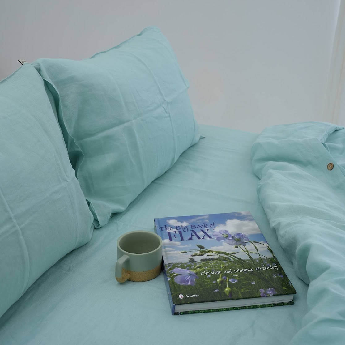Mint French Linen Duvet Cover+2 Pillowcases Set - Plain Dyeing 32