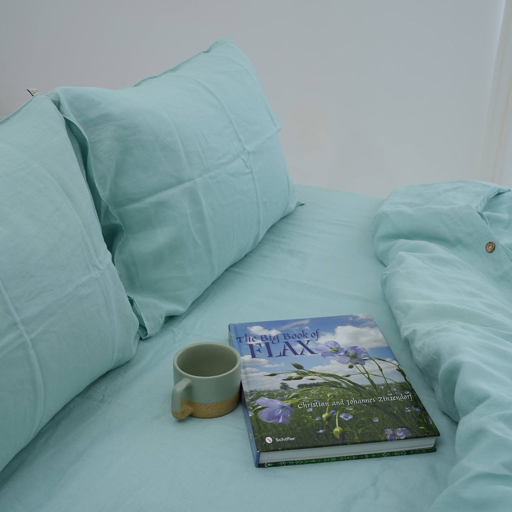 Mint Green French Linen Fitted Sheet | Premium Linen Bedding