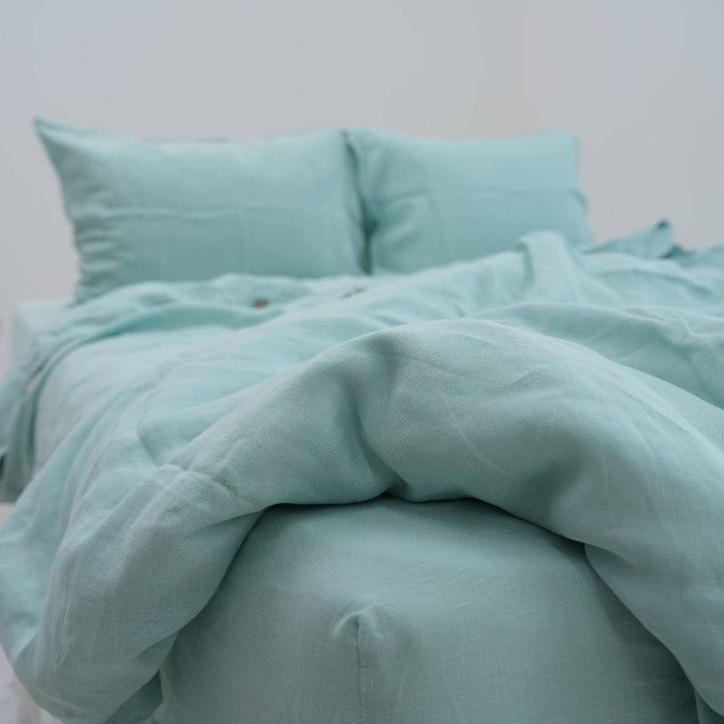 Mint French Linen Pillowcase - Plain Dyeing 32