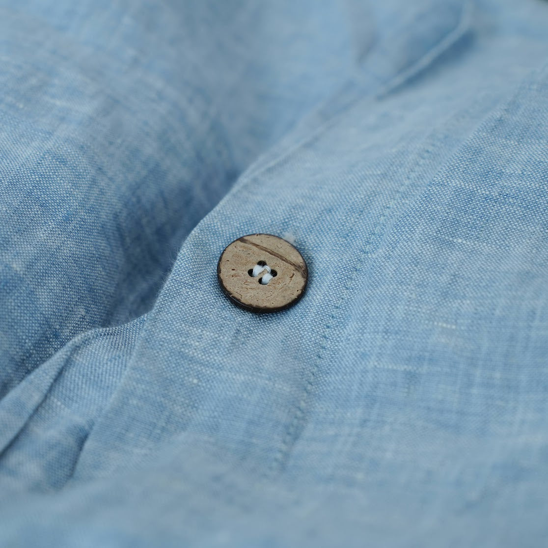 Blue French Linen Pillowcase | Yarn-Dyed | Handmade