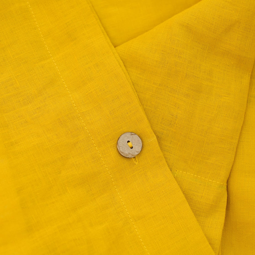 Yellow French Linen Fitted Sheet Set - Deep Pocket with 2 Pillowcases
