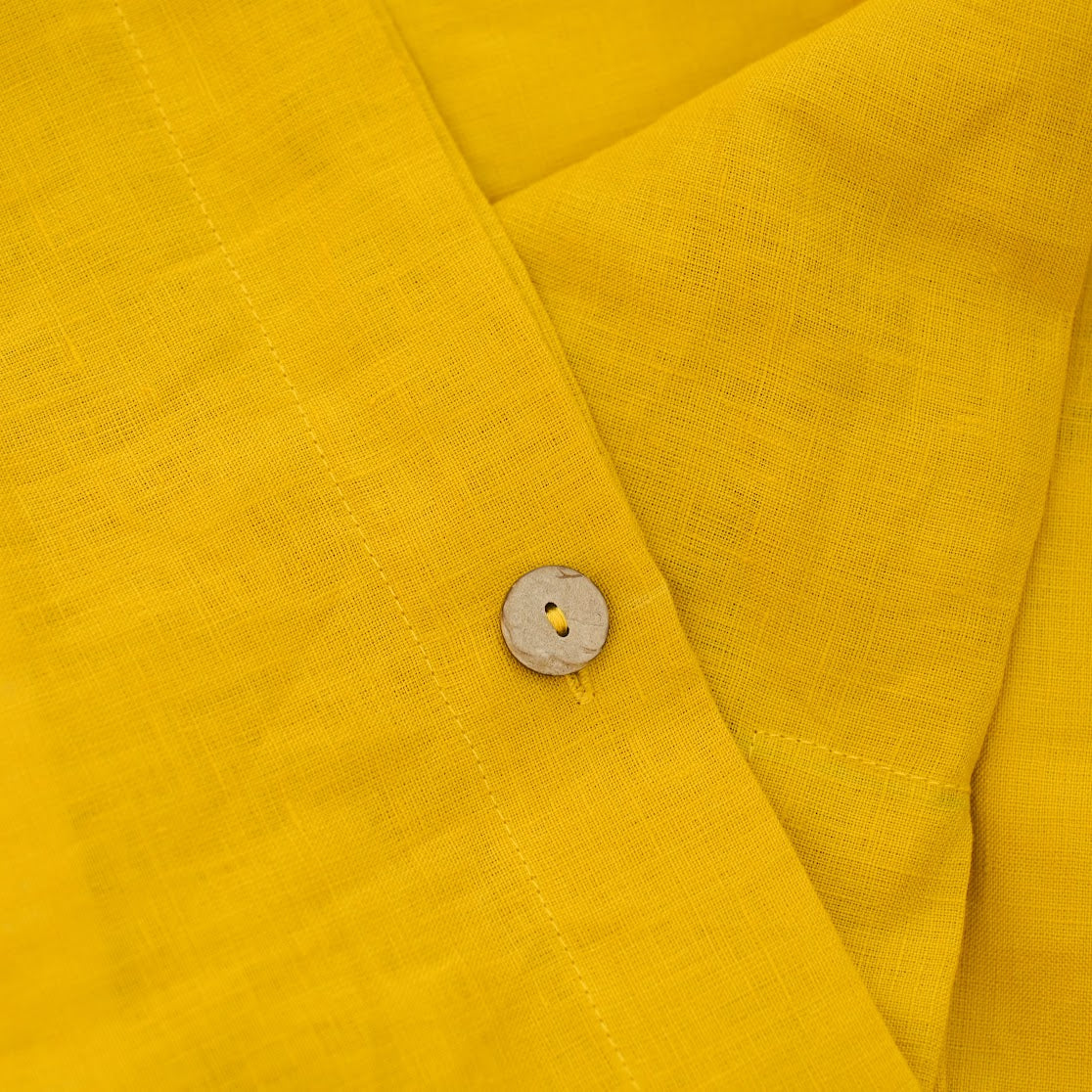 Yellow French Linen Duvet Cover+2 Pillowcases Set - Plain Dyeing 34