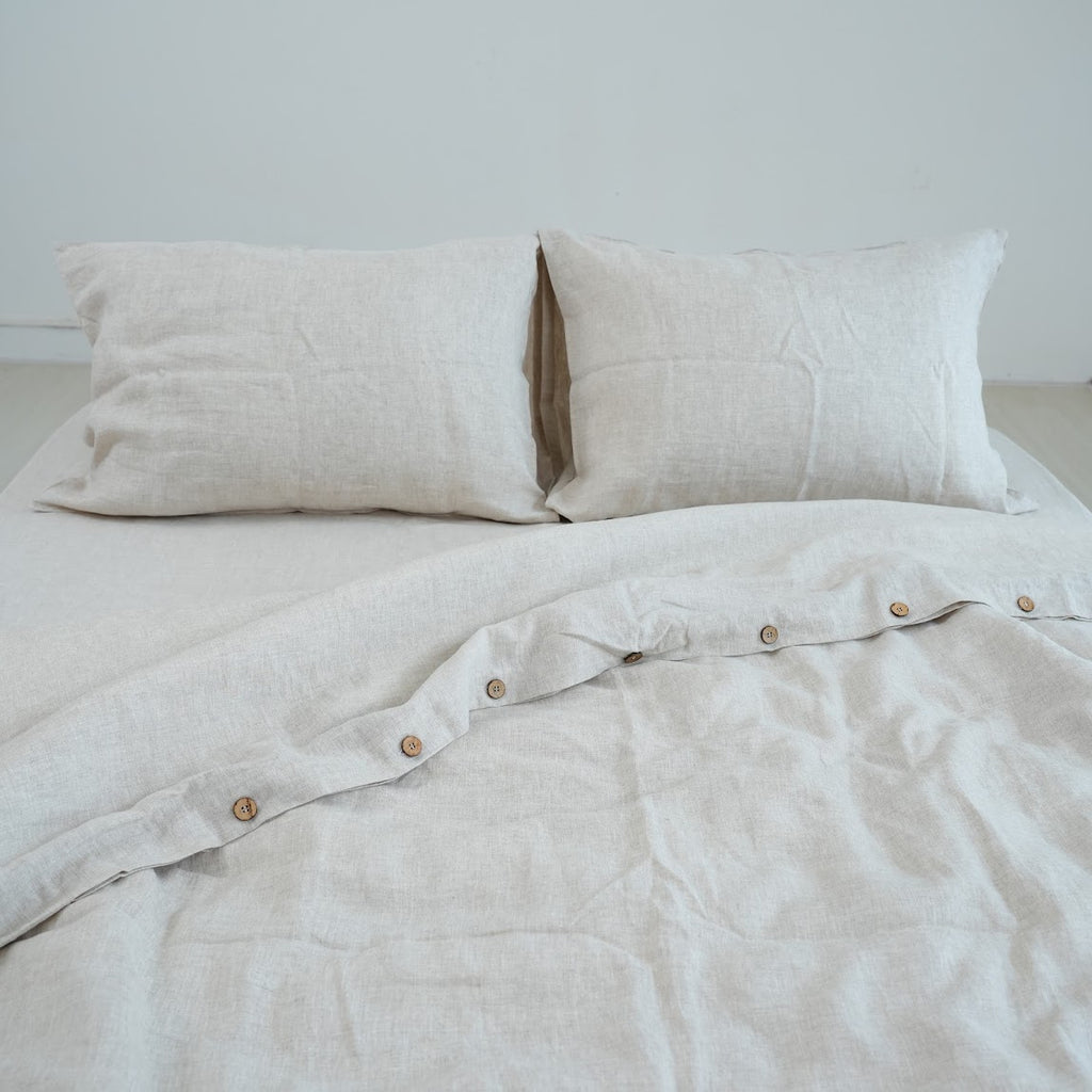 Flax French Linen Duvet Cover - Flax 07
