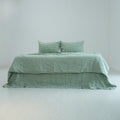 Green Caro French Linen Bedding Sets (4 pieces) - Yarn Dyeing