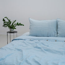 Sky French Linen Duvet Cover - Plain Dyeing 09