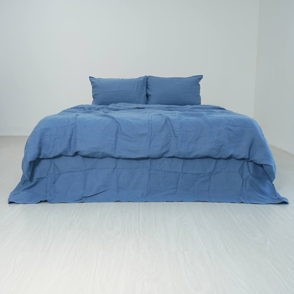 Navy French Linen Top Sheet | 100% Linen Flat Sheet
