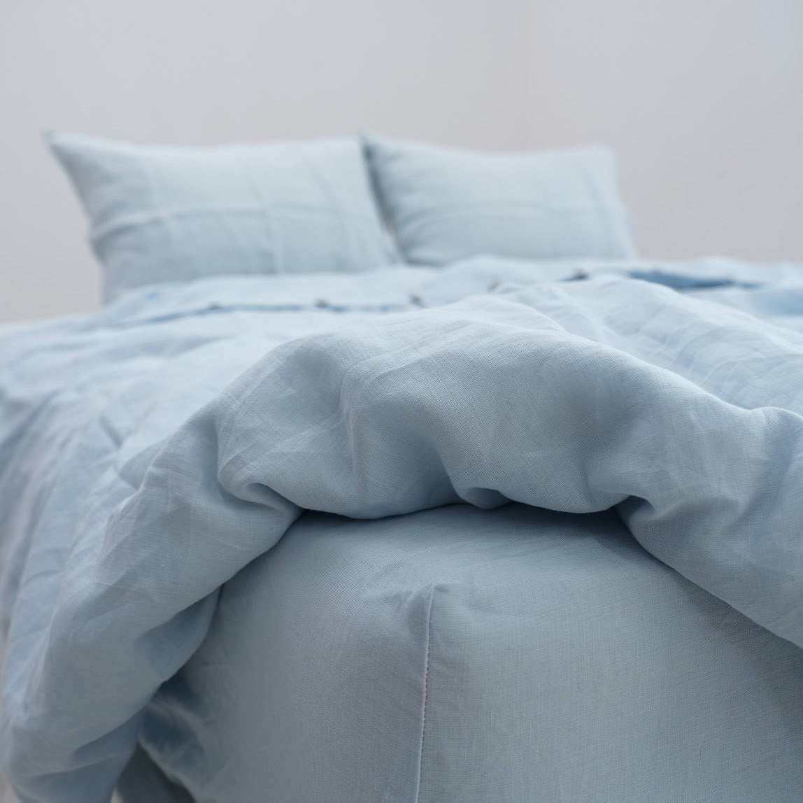 Sky French Linen Duvet Cover - Plain Dyeing 09