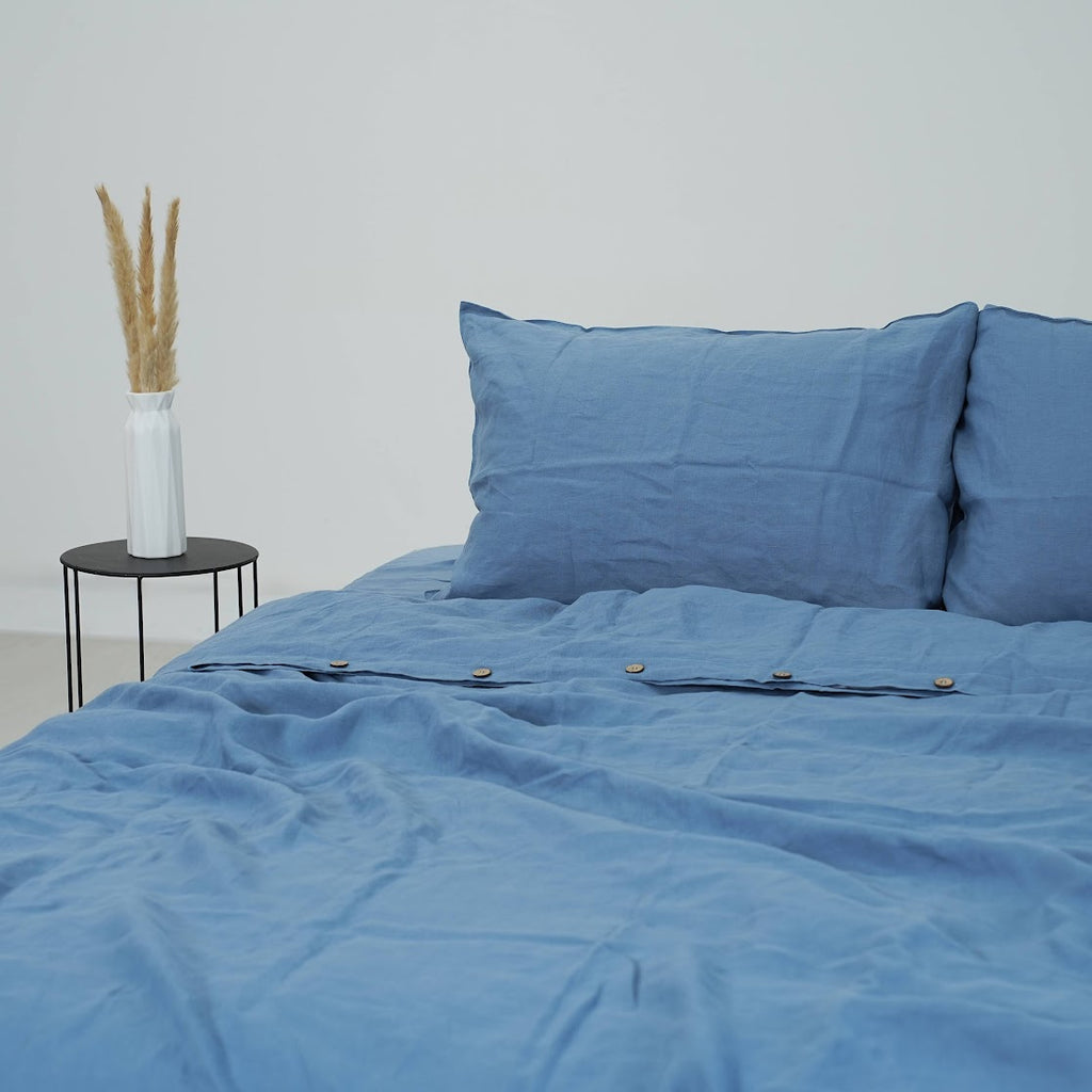 Navy French Linen Top Sheet | 100% Linen Flat Sheet