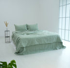 Green Caro French Linen Bedding Sets (4 pieces) - Yarn Dyeing