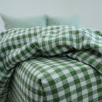 Green Caro French Linen Bedding Sets (4 pieces) - Yarn Dyeing