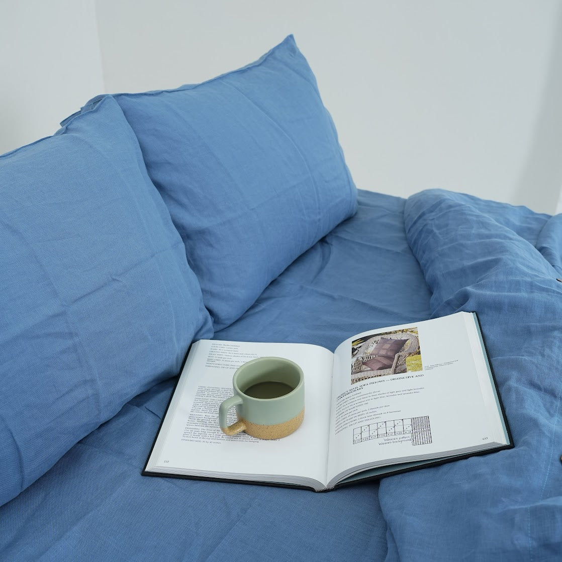 Navy French Linen Duvet Cover | Plain Dyed