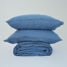 Navy French Linen Duvet Cover | Plain Dyed