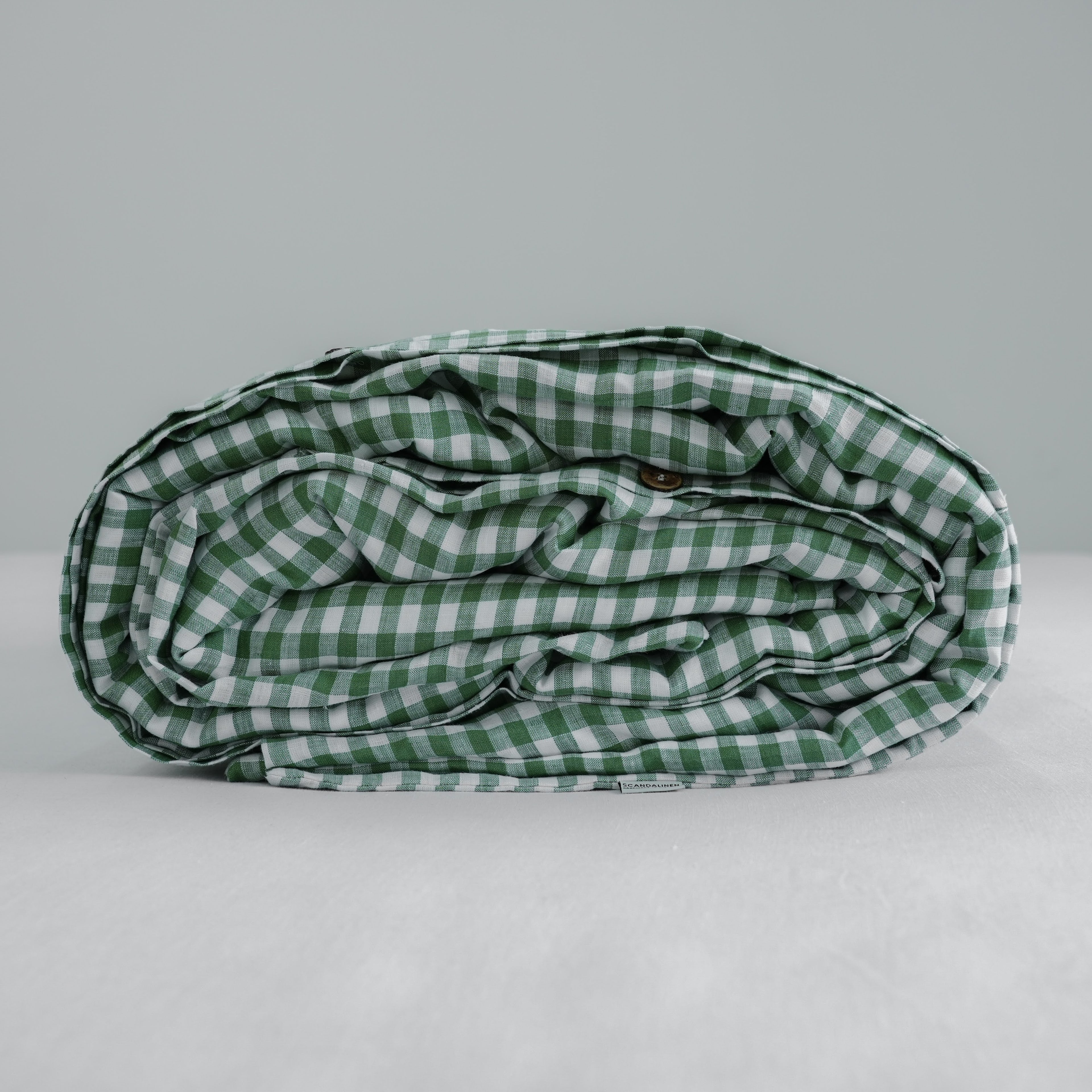 Green Caro French Linen Bedding Sets (4 pieces) - Yarn Dyeing