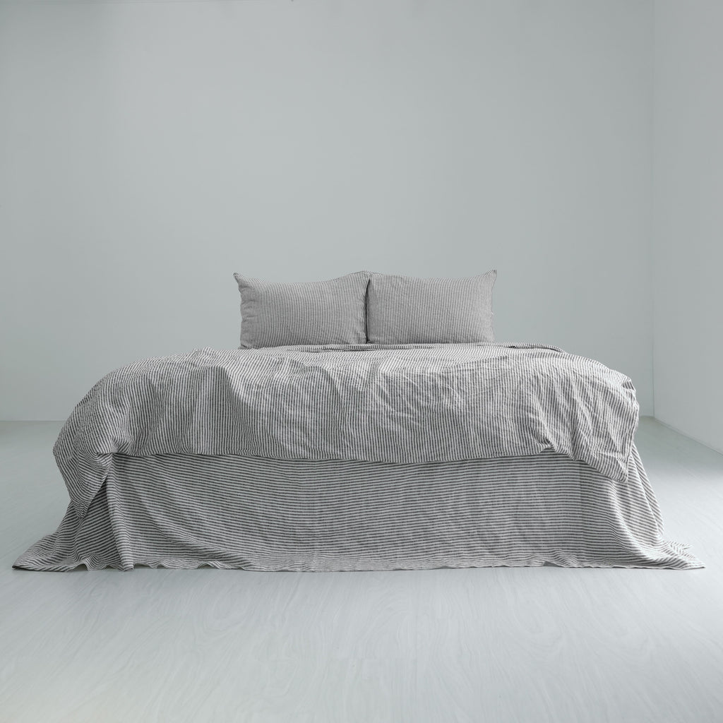 Coffee Striped French Linen Pillowcase - Yarn Dyeing 51