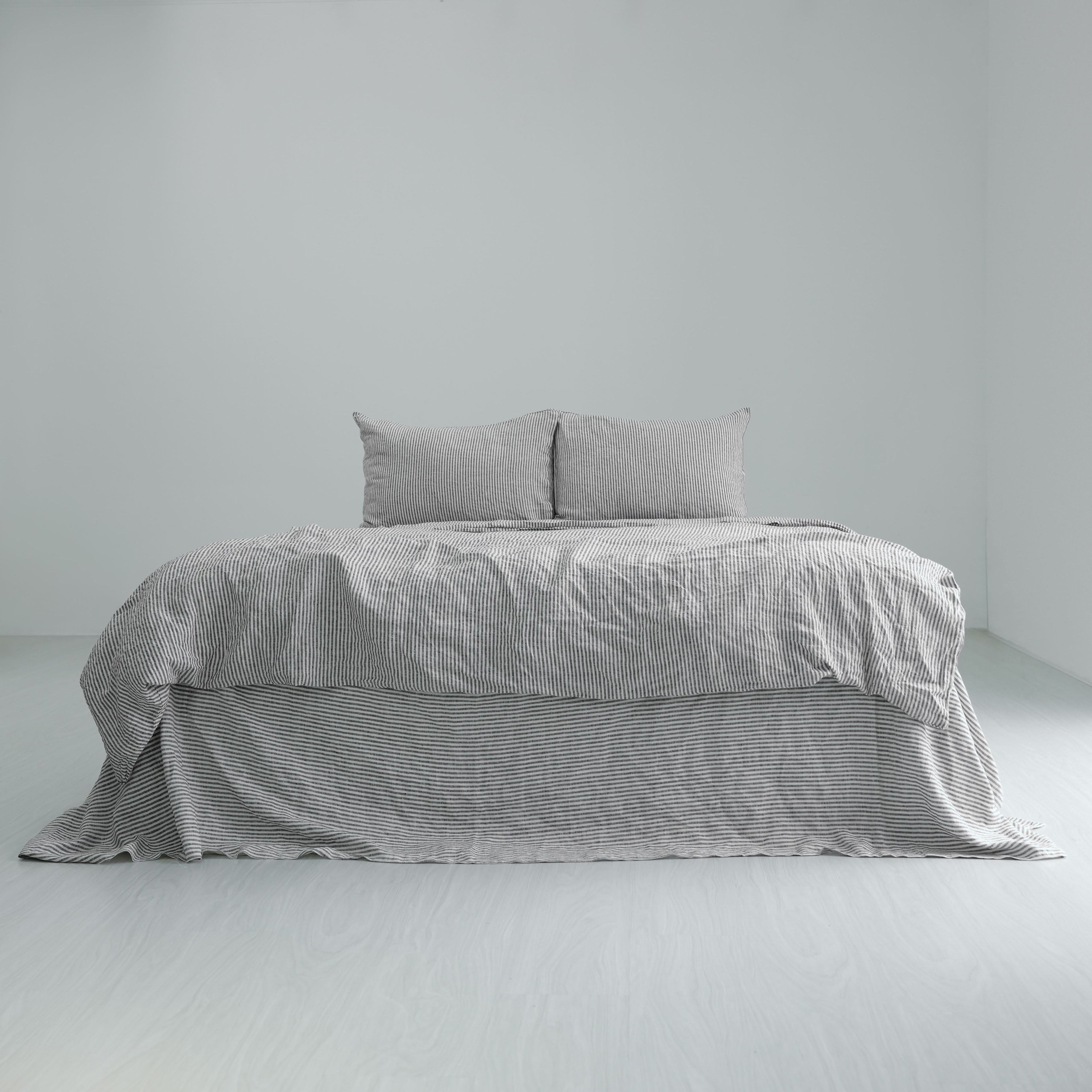 Coffee Striped French Linen Pillowcase - Yarn Dyeing 51