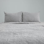 Coffee Striped French Linen Pillowcase - Yarn Dyeing 51